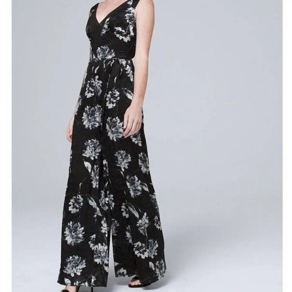 White House Black Market Pants - White House Black Market Floral Black and White Maxi Dress Size S